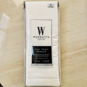 Wamsutta Cool Touch Percale King Flat Sheet 350TC Egyptian Cotton White Rare